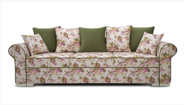 Прямой диван Ameli (Arcadia rose+shaggy green+glance bone) в Петрозаводске