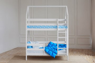 Детская двухъярусная кровать Домик, цвет белый в Петрозаводске