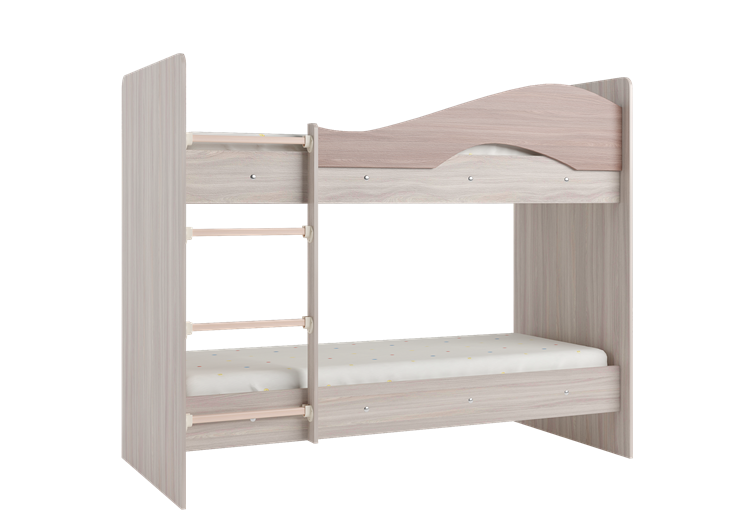 Детская двухэтажная кровать Мая с 2 ящиками на щитах, корпус Шимо светлый, фасад Шимо темный в Петрозаводске - изображение 2