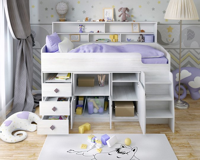 Кровать-чердак в детскую Малыш-5, цвет Винтерберг в Петрозаводске - изображение 3