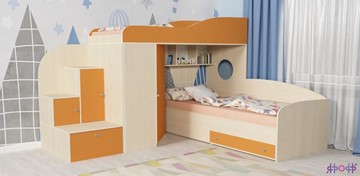 Детская кровать-шкаф Кадет-2, корпус Дуб, фасад Оранжевый в Петрозаводске