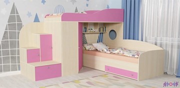 Детская кровать-шкаф Кадет-2, корпус Дуб, фасад Розовый в Петрозаводске