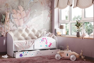 Детская кровать односпальная Звездочка с бортиком, Бежевый в Петрозаводске