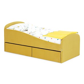 Односпальная детская кровать с ящиками Letmo 190х80 горчичный (велюр) в Петрозаводске