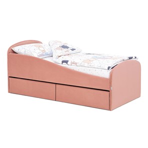 1-спальная детская кровать с ящиками Letmo 190х80 пудровый (велюр) в Петрозаводске