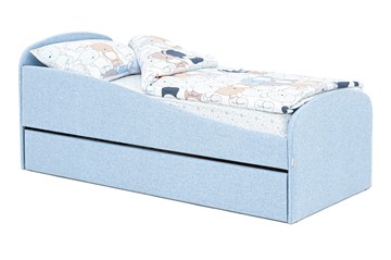 Кровать в детскую с ящиком Letmo небесный (рогожка) в Петрозаводске