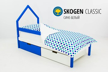 Детская кровать-домик мини Skogen сине-белый в Петрозаводске