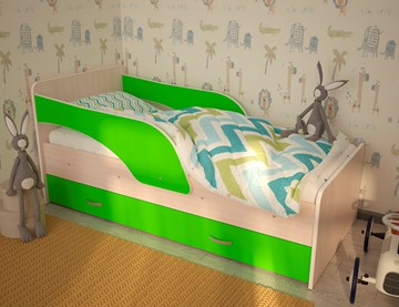 Детская кровать для мальчика Максимка, корпус Млечный дуб, фасад Салатовый в Петрозаводске