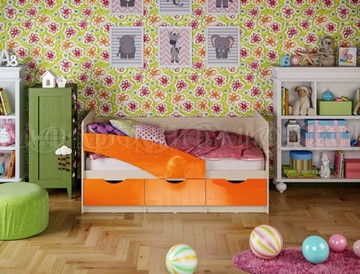 Детская кровать Бабочки 800*1600, Оранжевый глянец в Петрозаводске