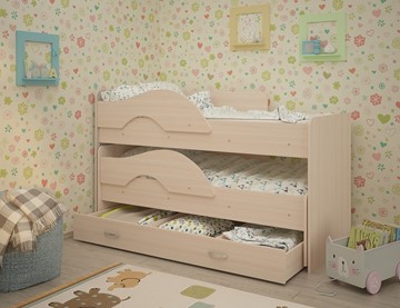 Детская кровать для мальчика Радуга 1.6 с ящиком, цвет Млечный дуб в Петрозаводске