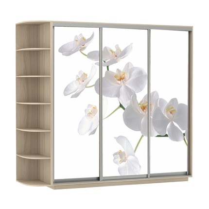 Шкаф Экспресс со стеллажом, 2100х600х2200, Орхидея белая/шимо светлый в Петрозаводске - изображение