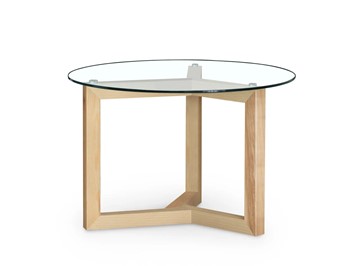 Стеклянный столик в гостиную Оникс-8, Натуральный массив/Прозрачное стекло в Петрозаводске