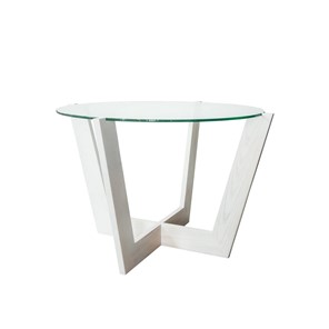 Стеклянный столик в гостиную Оникс-10, Выбеленный дуб/Прозрачное стекло в Петрозаводске