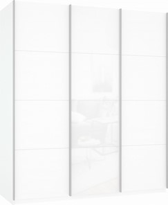 Шкаф Прайм (ДСП/Белое стекло/ДСП) 1800x570x2300, белый снег в Петрозаводске