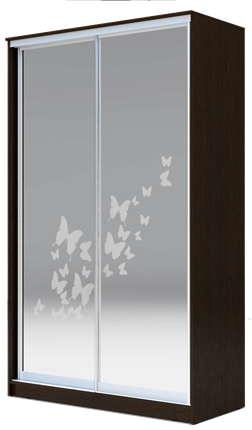 Шкаф двухстворчатый 2300х1682х620 два зеркала, "Бабочки" ХИТ 23-17-66-05 Венге Аруба в Петрозаводске - изображение