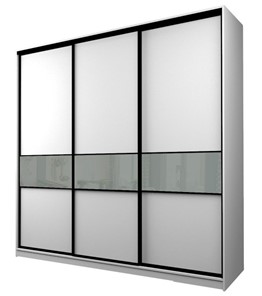 Шкаф 3-х дверный MAX МШ-25-6-24-999, Профиль Черный/Цвет Белый/Oraclal Светло-серый в Петрозаводске