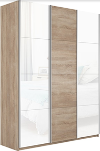 Шкаф 3-х створчатый Прайм (Белое стекло/ДСП/Белое стекло) 1800x570x2300, дуб сонома в Петрозаводске