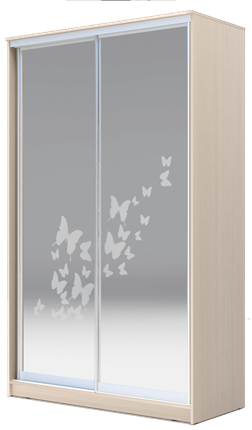 Шкаф 2-х дверный 2400х1682х620 два зеркала, "Бабочки" ХИТ 24-17-66-05 Дуб Млечный в Петрозаводске - изображение