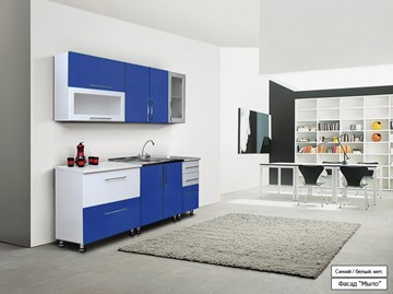 Кухня Мыло 224 2000х718, цвет Синий/Белый металлик в Петрозаводске