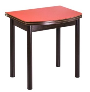 Кухонный стол раскладной СПГ-01 СТ1, венге ЛДСП/стекло оранжевое/38 прямые трубки крашеные коричневый в Петрозаводске