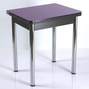 Стеклянный стол СПА-02 СТ2, венге ЛДСП/стекло фиолетовый/39 прямые трубки хром в Петрозаводске
