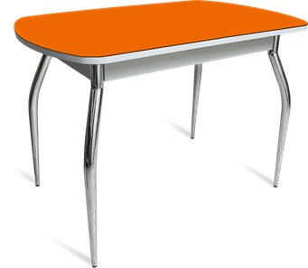 Стеклянный стол ПГ-04 СТ белое/оранжевое/хром фигурные в Петрозаводске