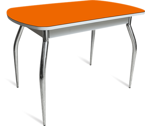 Стол кухонный ПГ-04 СТ белое/оранжевое/хром фигурные в Петрозаводске - изображение