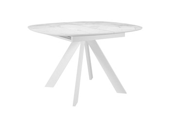 Керамический кухонный стол DikLine BK100 Керамика Белый мрамор/подстолье белое/опоры белые в Петрозаводске