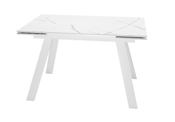 Обеденный раздвижной стол DikLine DKL140 Керамика Белый мрамор/опоры белые (2 уп.) в Петрозаводске