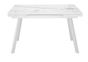 Кухонный стол раскладной DikLine SKA125 Керамика Белый мрамор/подстолье белое/опоры белые (2 уп.) в Петрозаводске