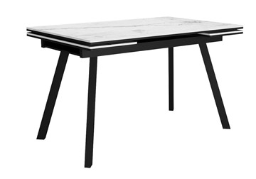 Кухонный раскладной стол DikLine SKA125 Керамика Белый мрамор/подстолье черное/опоры черные (2 уп.) в Петрозаводске