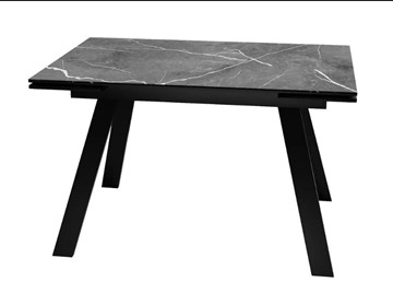 Кухонный стол раздвижной SKL 140, керамика черный мрамор/подстолье черное/ножки черные в Петрозаводске