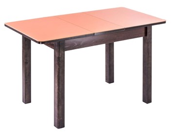 Кухонный стол раскладной Айсберг-01 СТ1, венге ЛДСП/стекло оранжевое/42 прямые массив венге в Петрозаводске