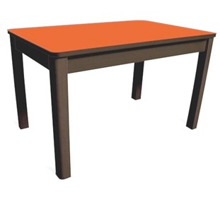 Кухонный стол Айсберг-06 СТ1, венге ЛДСП/стекло оранжевое/42 прямые массив венге в Петрозаводске