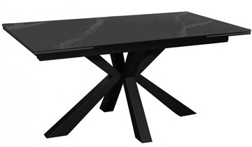 Керамический обеденный стол раздвижной DikLine SFE140 Керамика Черный мрамор/подстолье черное/опоры черные (2 уп.) в Петрозаводске