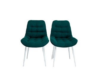 Комплект из 2-х  мягких стульев для кухни Brendoss Комфорт изумрудный белые ножки в Петрозаводске