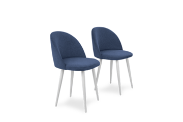 Комплект из 2-х обеденных стульев Лайт синий белые ножки в Петрозаводске