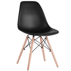 Комплект обеденных стульев 4 шт. BRABIX "Eames CF-010", пластик черный, опоры дерево/металл, 532631, 2033A в Петрозаводске
