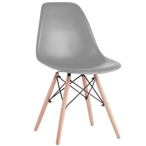 Комплект обеденных стульев 4 шт. BRABIX "Eames CF-010", пластик серый, опоры дерево/металл, 532632, 2033A в Петрозаводске