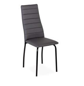 Обеденный стул Волна, прошивка горизонтально, каркас металл черный, экотекс серый в Петрозаводске