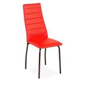 Обеденный стул Волна, прошивка горизонтально, каркас металл коричневый, экотекс красный в Петрозаводске