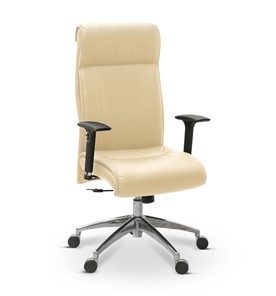 Кресло в офис Dark (подлокотники 3D) натуральная кожа с компаньоном / бежевая Savanna в Петрозаводске