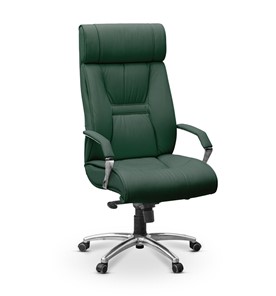Офисное кресло Олимп X (подлокотники хром) натуральная кожа с компаньоном / зеленая NL30 в Петрозаводске
