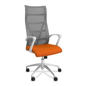 Кресло в офис Топ X белый каркас, сетка/ткань TW / серая/оранжевая в Петрозаводске