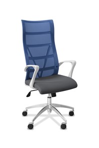 Офисное кресло для руководителя Топ X белый каркас, сетка/ткань Bahama / синяя/серая в Петрозаводске