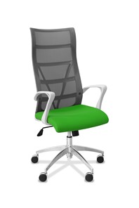 Кресло в офис Топ X белый каркас, сетка/ткань TW / серая/салатовая в Петрозаводске