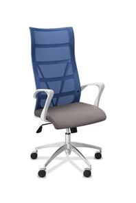 Офисное кресло Топ X белый каркас, сетка/ткань TW / синяя/серая в Петрозаводске