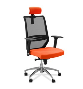 Кресло офисное Aero lux с подголовником, сетка/ткань TW / черная/ оранжевая в Петрозаводске