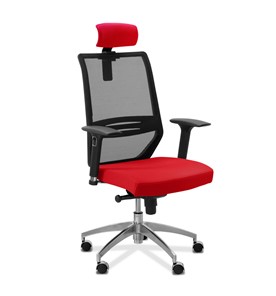 Кресло в офис Aero lux с подголовником, сетка/ткань TW / черная/красная в Петрозаводске