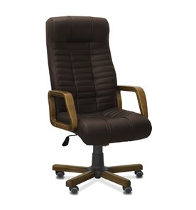 Офисное кресло Атлант W, экокожа премиум / тёмно-коричневая CN1113/ дерево - орех в Петрозаводске
